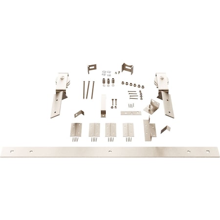 Ekena Millwork Barnfold J-Strap 2-Door Hardware Set for 1 1/4" to 1 3/8" Doors with 32" Track, White Bronze GB6007M2D32WZ